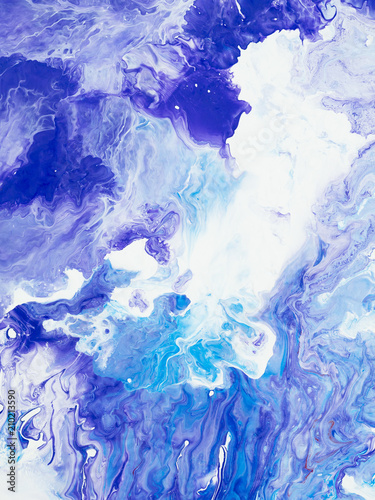 Blue abstract marble creative hand painted background