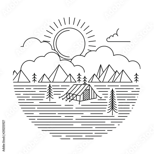 Sunrise Monoline Camping background
