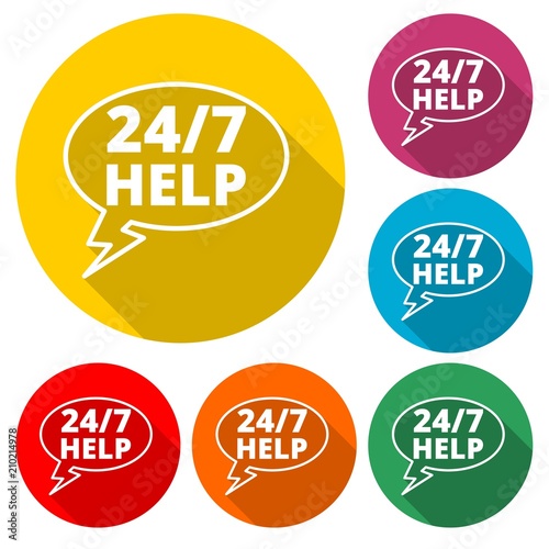 Help sing, Help icon, color icon with long shadow