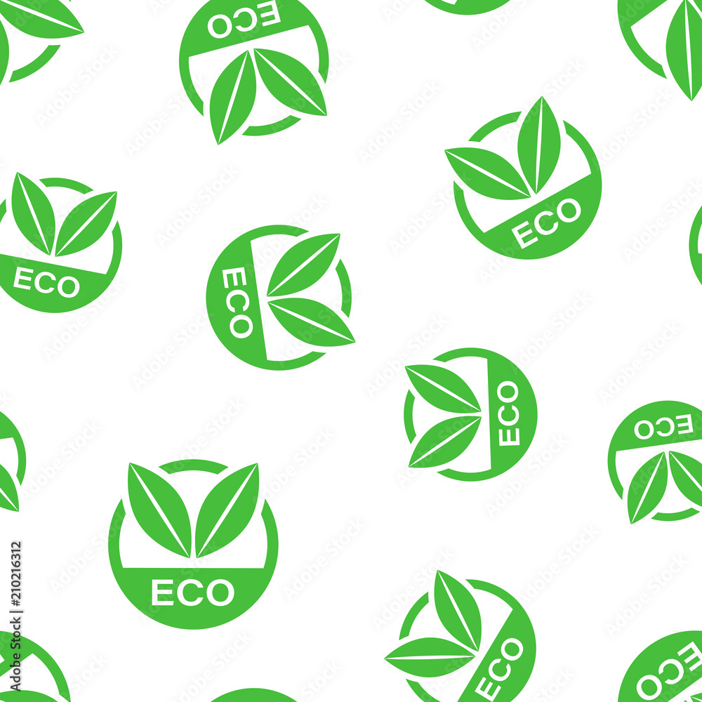 Eco label badge icon seamless pattern background. Business concept vector illustration. Bio eco natural symbol pattern. Eco label badge icon seamless pattern background. Business concept vector illustration. Bio eco natural symbol pattern.