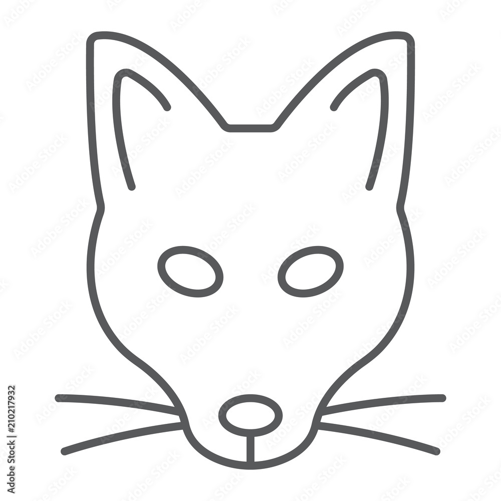 Fox thin line icon, animal and zoo, mascot sign vector graphics, a linear pattern on a white background, eps 10. Fox thin line icon, animal and zoo, mascot sign vector graphics, a linear pattern on a white background, eps 10.