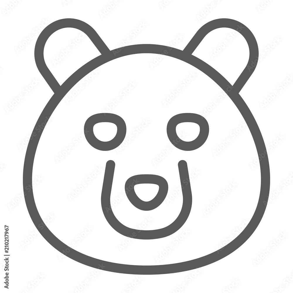 Bear line icon, animal and zoo, grizzly sign vector graphics, a linear pattern on a white background, eps 10. Bear line icon, animal and zoo, grizzly sign vector graphics, a linear pattern on a white background, eps 10.