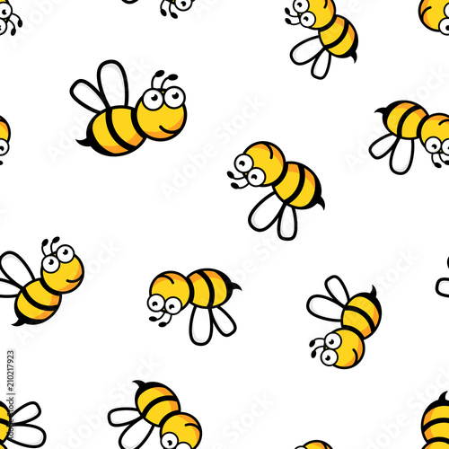 Cartoon bee icon seamless pattern background. Business concept vector illustration. Wasp insect bee symbol pattern. © Lysenko.A
