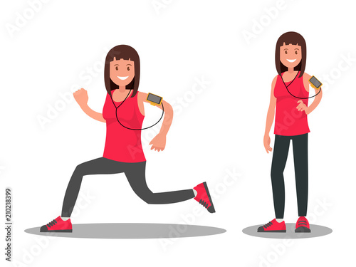 Sportswoman during and after a run.
