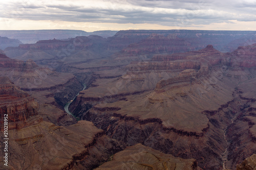 Grand Canyon seen from south rim on a overcast day