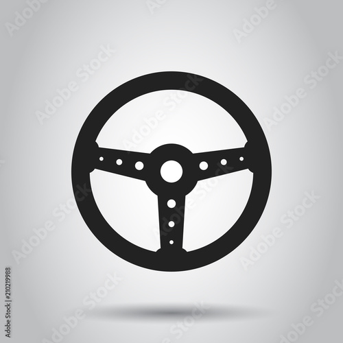 Steering wheel icon. Vector illustration. Business concept car wheel pictogram.