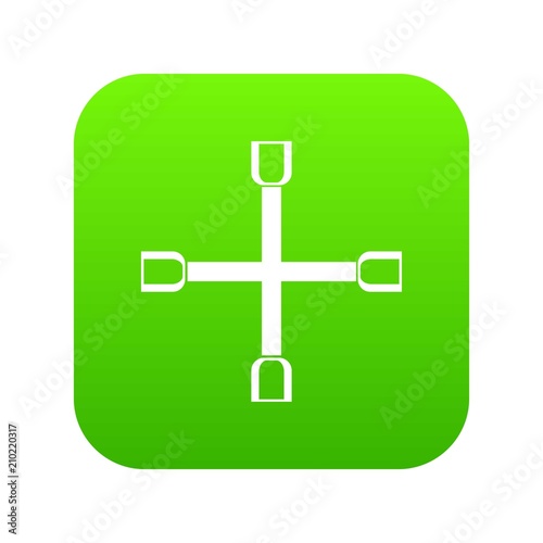 Wheel wrench cross icon digital green for any design isolated on white vector illustration