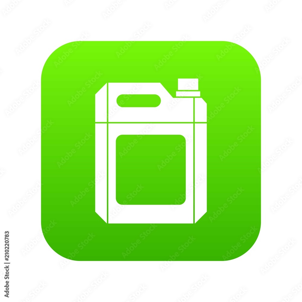 Plastic jerry can icon digital green for any design isolated on white vector illustration Plastic jerry can icon digital green for any design isolated on white vector illustration