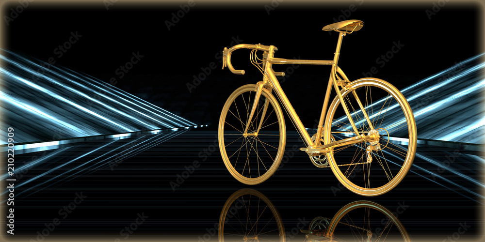 Fototapeta premium 3d rendering of a golden object inside a futuristic road