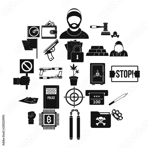 Misdemeanor icons set. Simple set of 25 misdemeanor vector icons for web isolated on white background