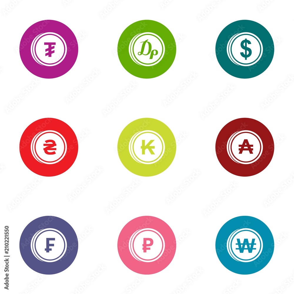Cent icons set. Flat set of 9 cent vector icons for web isolated on white background Cent icons set. Flat set of 9 cent vector icons for web isolated on white background