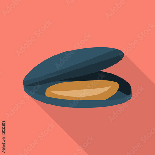 Black mussel icon. Flat illustration of black mussel vector icon for web design