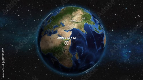 ETHIOPIA ADDIS ABABA ZOOM IN FROM SPACE