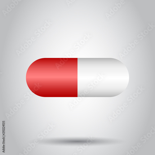 Pill vector icon in flat style. Tablet illustration pictogram. Capsule medical concept.