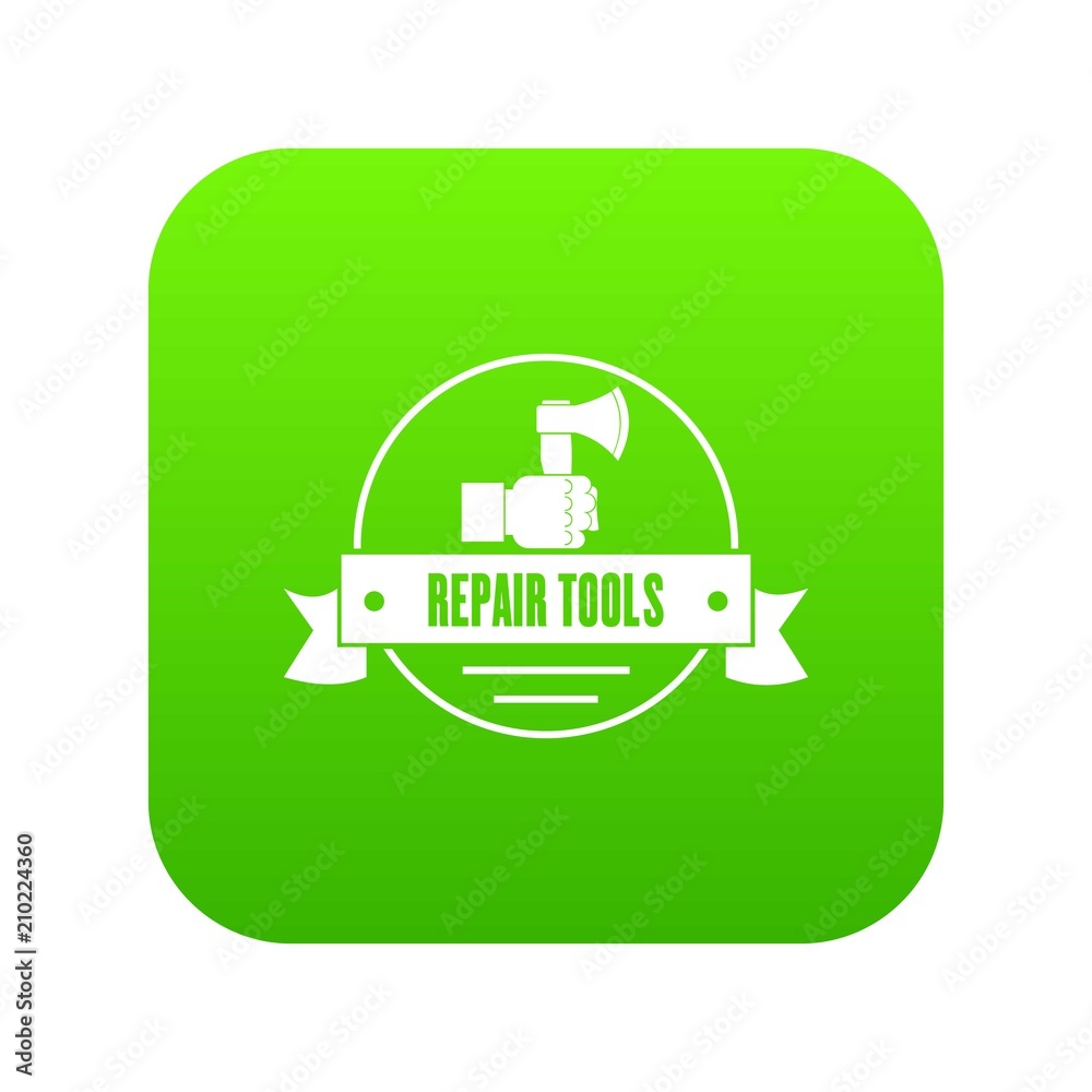 Naklejka premium Renovation tool icon green vector isolated on white background