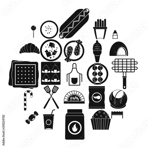 Overeating icons set. Simple set of 25 overeating vector icons for web isolated on white background