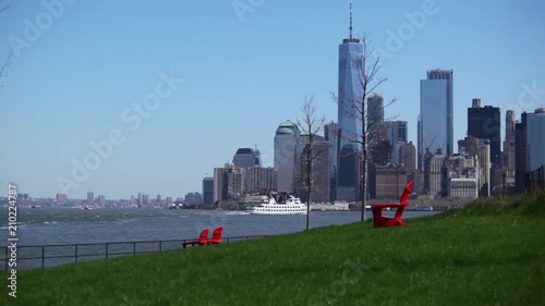 Governors Island Grass Hillside With Lower Manhattan photo