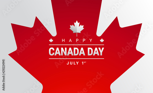 Happy Canada Day greeting card - Canada maple leaf flag vector