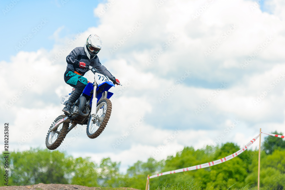 Naklejka premium Motocross high jump