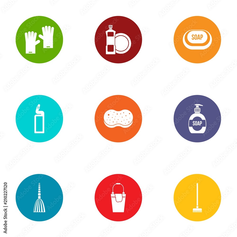 Clean icons set. Flat set of 9 clean vector icons for web isolated on white background