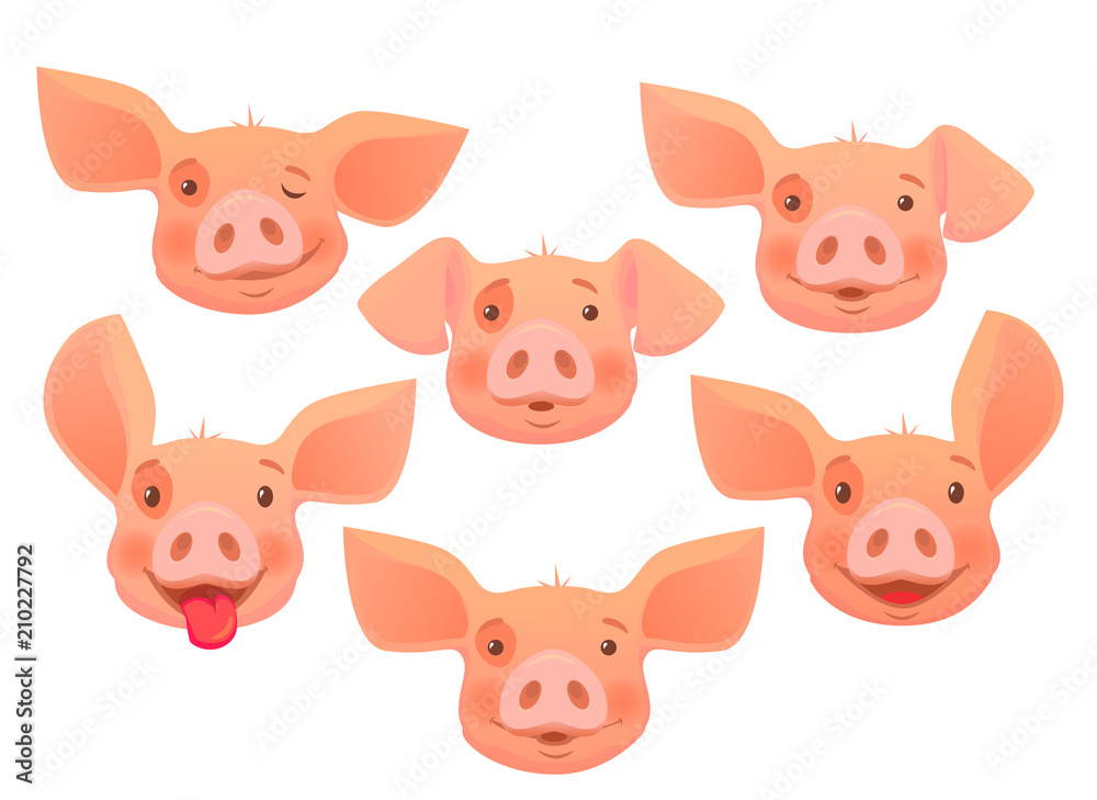 head of pink pig -set head of pink pig -set
