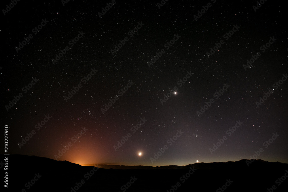 orion astrological night sky in the desert