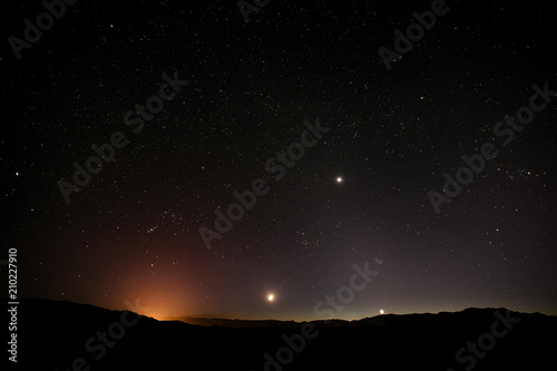 orion astrological night sky in the desert