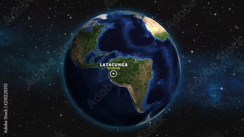 ECUADOR LATACUNGA ZOOM IN FROM SPACE photo
