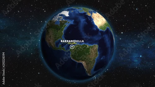 COLOMBIA BARRANQUILLA ZOOM IN FROM SPACE