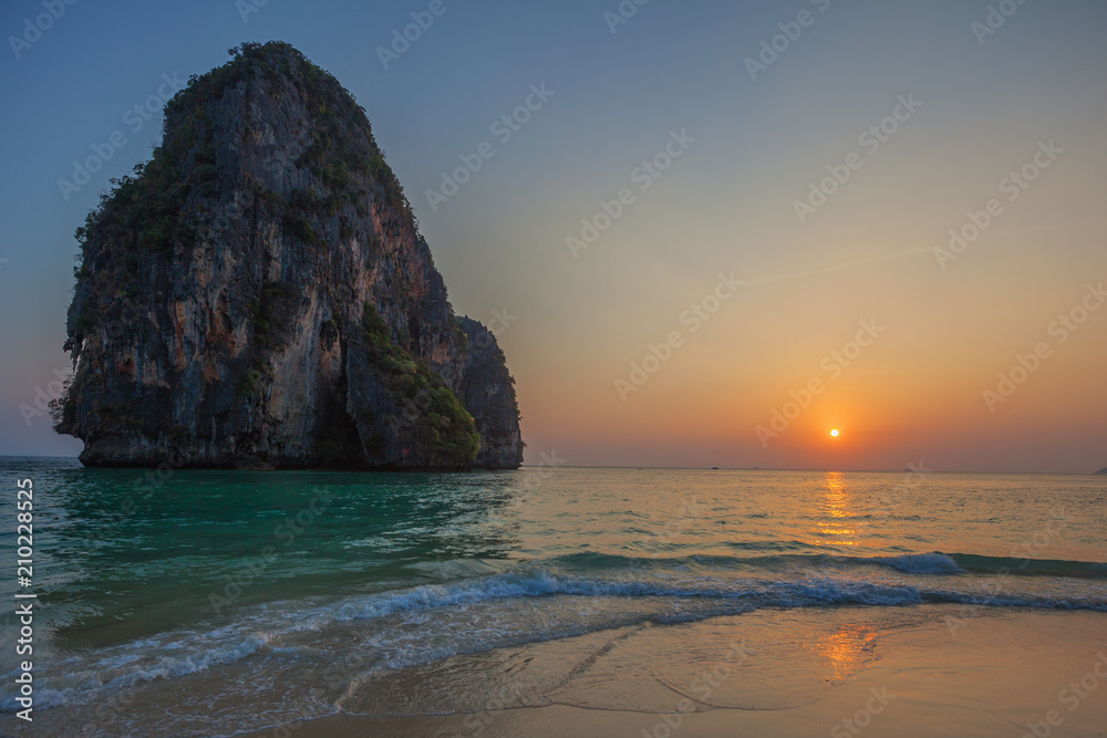 Beautiful landscape at the sea evening sunset. Thailand