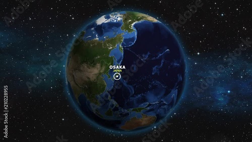 JAPAN OSAKA ZOOM IN FROM SPACE