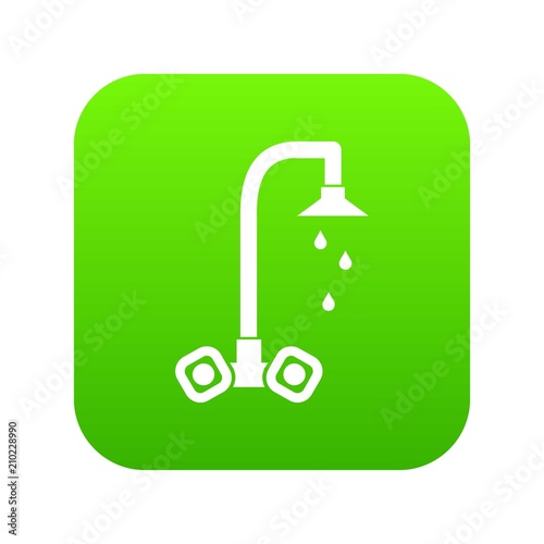 Dripping tap icon digital green for any design isolated on white vector illustration
