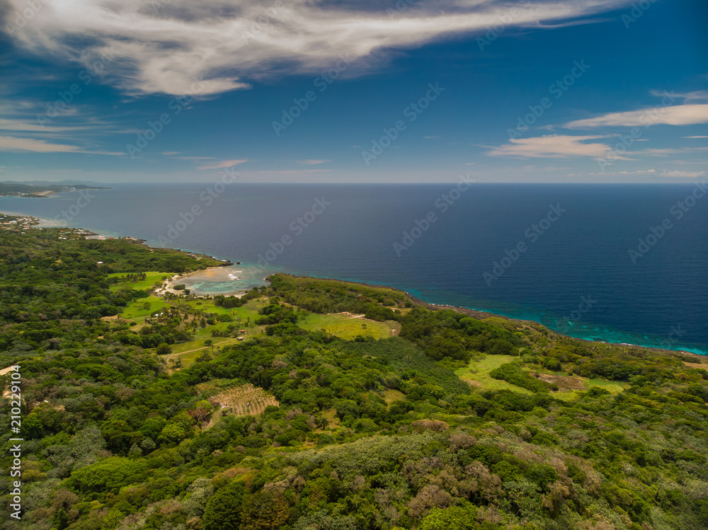 Beutuful Aerial View Of Caribbean Sea From A Tropical Island