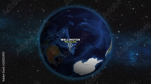 NEW ZEALAND WELLINGTON ZOOM IN FROM SPACE
