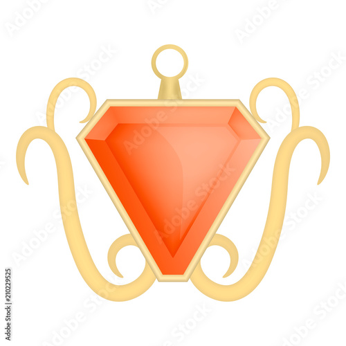 Red garnet jewelry mockup. Realistic illustration of red garnet jewelry vector mockup for web design isolated on white background