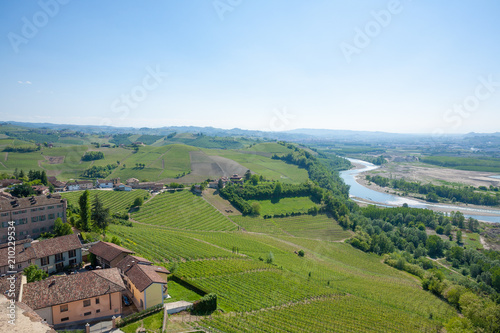 Tanaro river view from Langhe, Italy