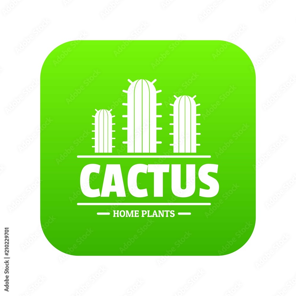 Botany cactus icon green vector isolated on white background