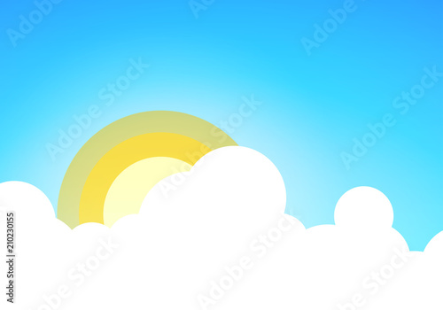 Summer blue sky with Sun and some Clouds