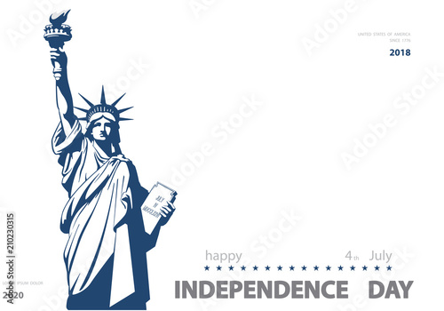 Independence Day, United States. poster. Statue of Liberty, Flag, New York. National Symbol of America. Illustration, white background. Use presentations, corporate reports, flyers, postcards, vector