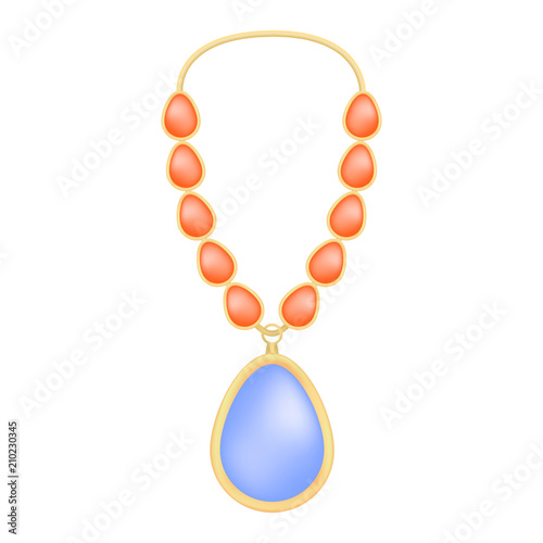 Topaz necklace mockup. Realistic illustration of topaz necklace vector mockup for web design isolated on white background photo