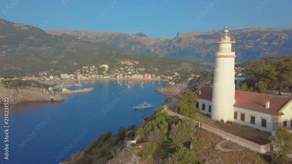 Port de Soller aerial view, Majorca. Mediterranean sea. Port de Soller aerial view, Majorca. Mediterranean sea.