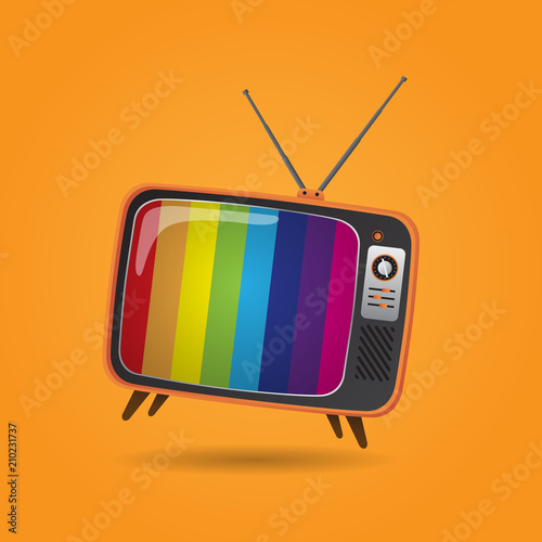 vintage television design with orange background