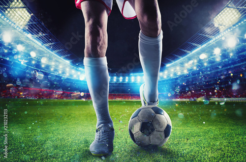 Soccer player ready to kick the soccerball at the stadium during the match © alphaspirit