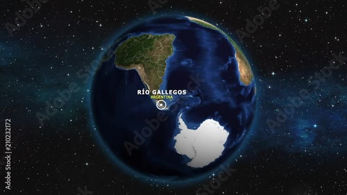 ARGENTINA RIO GALLEGOS ZOOM IN FROM SPACE photo