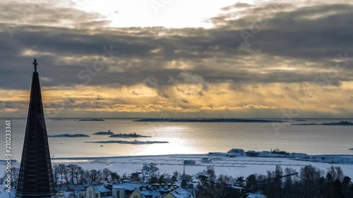 Timelapse of Hanko in the winter on a cloudy day