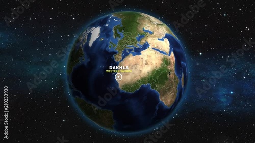 WESTERN SAHARA DAKHLA ZOOM IN FROM SPACE photo