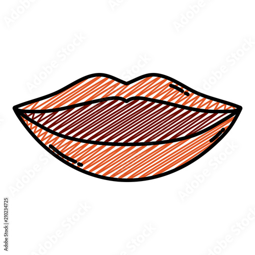 doodle beauty mouth with makeup lips style