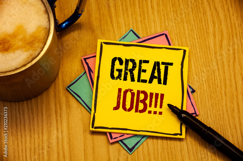 Obraz na płótnie Word writing text Great Job Motivational Call. Business concept for Excellent work Well done Good results Compliment w salonie