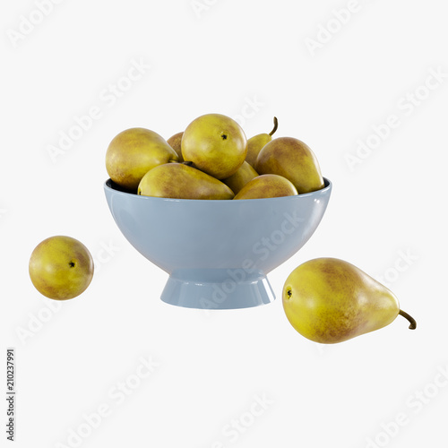 Pears in a light blue vase