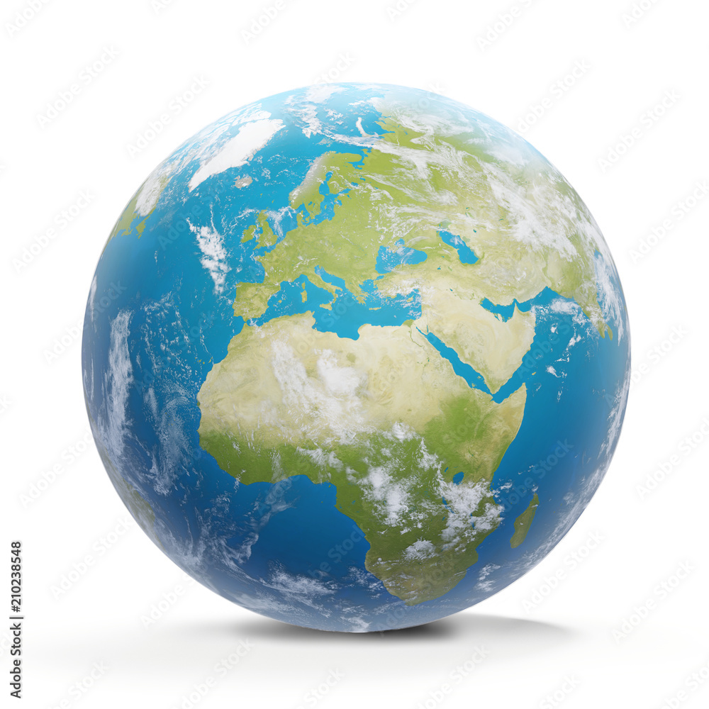 Planet Earth with clouds, Europe and part of Asia and Africa 3D-Illustration. Elements of this image furnished by Nasa Planet Earth with clouds, Europe and part of Asia and Africa 3D-Illustration. Elements of this image furnished by Nasa